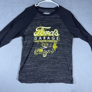 Ford's Garage T-Shirt Mens M Black Space Dye Raglan Long Sleeve Graphic Tee